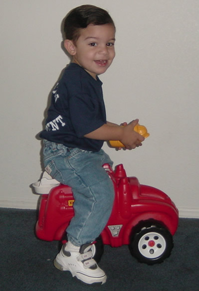 Sitting on the fire truck